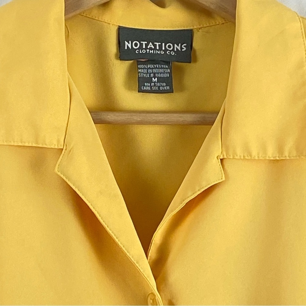 Notations Clothing Co Women's Yellow Button-Up Short Sleeve Top Size Medium - Picture 9 of 16